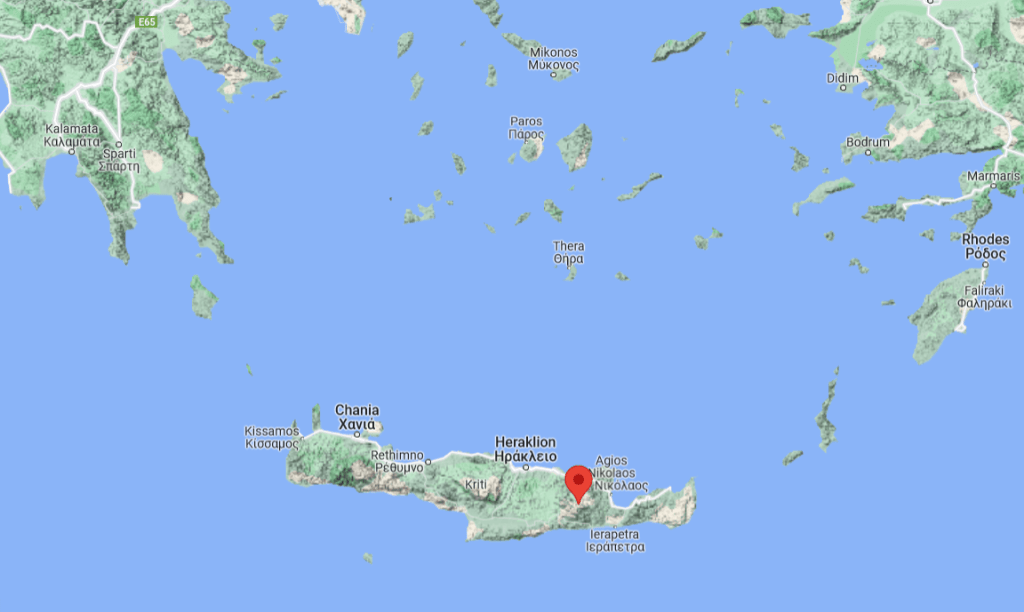 Lasithi Plateau, Crete, Greece location - Screenshot from Goog