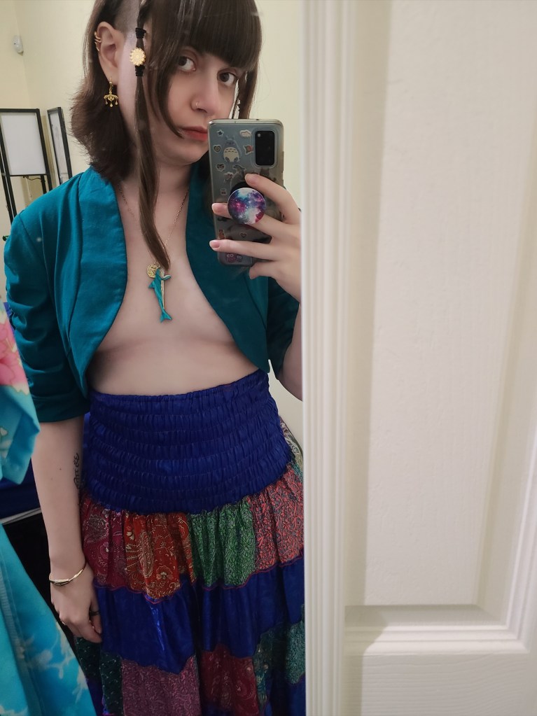 a photo of me in my Dolphin Fresco inspired clothing